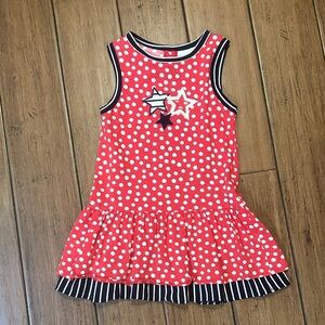 Florence Eiseman Knit Girls Dress Size 4T Stripes Applique Stars EUC